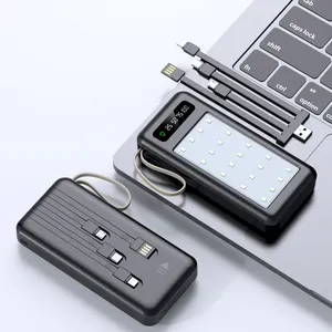 Power Bank Equipped With 20000 MAh Cable Which Is A Multi-function And Large-capacity Power Bank In Black And White Color