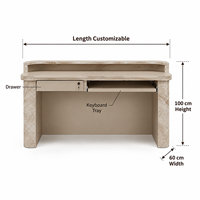 Comptoir de réception en bois, comptoir d'accueil, aspect marbre avec éclairage LED pour hôtel, hall d'entreprise, vente en gros, directement de l'usine, logo personnalisé