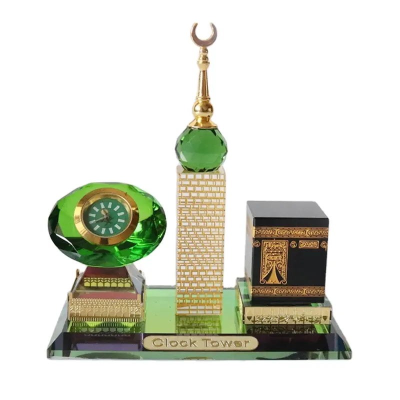 Musulmano Regali di Cristallo di Vetro Kaaba Alla Mecca Royal Mecca Orologio Torre Modello di Souvenir Abraj Al Esca