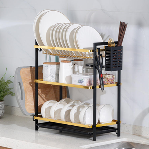 Escurridor de Platos Plegable Multifuncional de Metal, Soporte de Doble Nivel para Cubiertos, Cuchillos y Cucharas HOMEDEC - Product Image 4