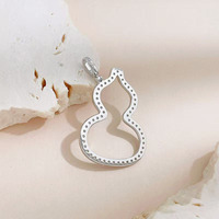 Ciondolo a forma di zucca in oro bianco 18 carati con diamante coltivato in laboratorio, doppio portafortuna, gioiello raffinato da donna, catene alla moda, delicato e tempestato di diamanti.