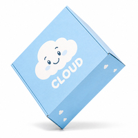 Boîte d'expédition pliable en carton ondulé bleu clair personnalisée avec motif nuage de dessin animé mignon pour l'emballage de cadeaux et jouets pour bébés et enfants
