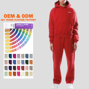 Factory Wholesale Custom Heavyweight 500GSM Polyester/Cotton Blend Oversized Boxy Fit Hoodie Sweatpants <b>Set</b> Men Autumn Casual - Product Image 1