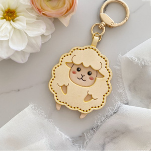 Creative and cute lamb PU <b>leather</b> <b>keychain</b> car key pendant accessories unisex bag charms - Product Image 3