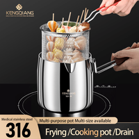 Friteuse en acier inoxydable 316, multifonctionnelle, profonde, avec filtre, pour usage domestique et commercial, paniers à tempura spéciaux