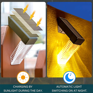 Lumières solaires d'escalier blanc chaud couleur changeante applique murale solaire éclairage de terrasse de clôture pour décor de <span class=keywords><strong>balcon</strong></span> <span class=keywords><strong>extérieur</strong></span> - Product Image 3