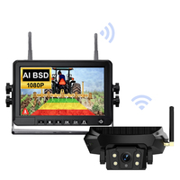 Kit de caméra de recul sans fil solaire 9 pouces avec détection IA BSD, enregistrement DVR 512 Go, affichage partagé 2 voies, base magnétique, installation facile