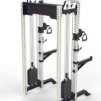 Máquina Smith multifuncional de acero con carga de placas, doble cable cruzado, para ejercicios de sentadillas, press de banca y entrenamiento de fuerza.