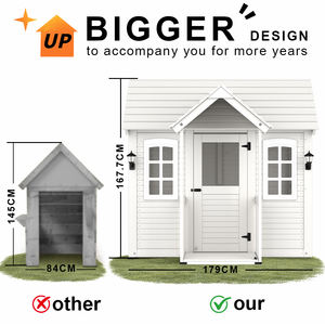 모던 야외 장난감 그네 세트 플레이하우스 오두막 방수 목재 놀이터 어린이 게임 놀이집 및 화분대 포함 - Product Image 6