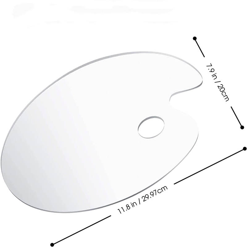 Оптовая продажа, прозрачная овальная блестящая цветная пластина, акриловая краска, художественная Палитра с отверстием