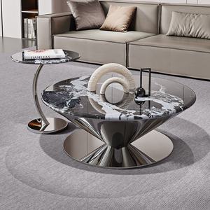<span class=keywords><strong>Table</strong></span> <span class=keywords><strong>basse</strong></span> avec soucoupe volante en marbre Ensemble de <span class=keywords><strong>table</strong></span> centrale en acier inoxydable Mobilier de salon moderne <span class=keywords><strong>Table</strong></span> à thé ronde de luxe - Product Image 2