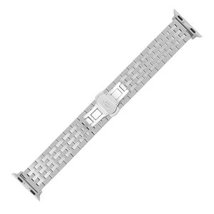 Bracelet de montre en titane pour montre connectée, fermoir à double bouton pliable, bracelet à maillons argentés, respirant, élastique, bracelet de remplacement - Product Image 3