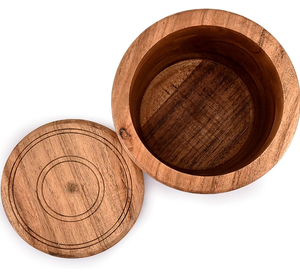 Sıcak satış akasya ahşap yuvarlak ahşap depolama kavanoz kahve teneke saklama kutusu ev için kapaklı - Product Image 4