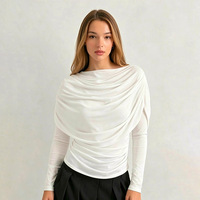 T-shirt élégant à col rond, transparent, sexy, décontracté, streetwear, haut à manches courtes en maille plissée pour femmes