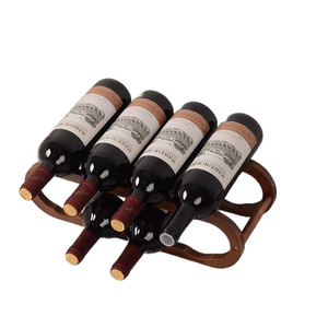 Portabottiglie e Porta Calici Impilabile in Legno di Acacia a 2 Livelli, Espositore da Tavolo per Vino e Champagne - Product Image 5
