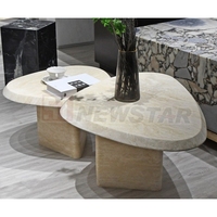 Table basse beige en marbre Mobilier de salon Plateau en marbre Table basse en travertin Banc Fabriqué à la main en travertin Table basse