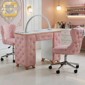 Ensemble de chaises de <span class=keywords><strong>technicien</strong></span> roses élégantes en cuir écologique avec réglage pneumatique de la hauteur pour spa et salon de manucure (vente en gros) - Product Image 1