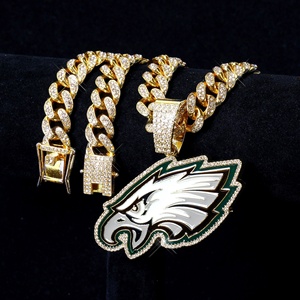 Colliers pendentifs de championnat des Philadelphia Eagles en gros, plaqués or/argent, avec chaîne cubaine, pour cadeaux - Product Image 4