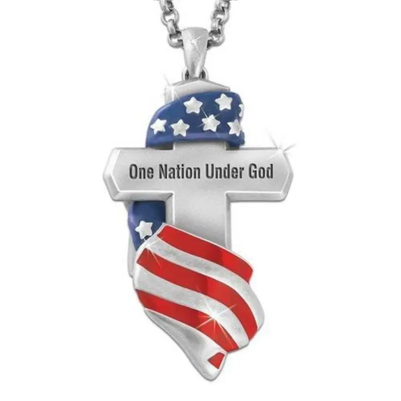 God christian jewelry fashion simple cross pendant necklace american flag cross pendant necklace