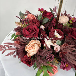 بورجوندي أحمر غامق تحت عنوان الزفاف الزهور الديكور والزهور مركز الورود ونبات الحرير عالية الجودة 60 من مجموعة إكليل الزهور - Product Image 5