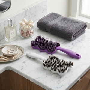 Brosse démêlante antistatique en nylon à poils de sanglier avec logo personnalisé, masseur de cuir chevelu pour <span class=keywords><strong>cheveux</strong></span> secs et humides - Product Image 5