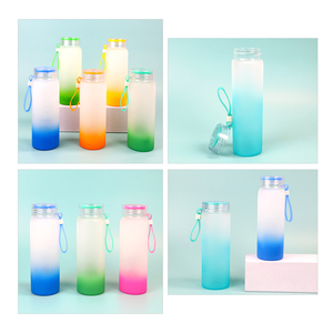 Botella <span class=keywords><strong>de</strong></span> <span class=keywords><strong>agua</strong></span> <span class=keywords><strong>de</strong></span> vidrio mate, botella <span class=keywords><strong>de</strong></span> <span class=keywords><strong>agua</strong></span> <span class=keywords><strong>de</strong></span> 500 ml, sublimación en blanco, esmerilado, Color degradado, soda, cerveza - Product Image 3