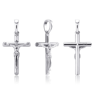 Großhandel Modeschmuck Silber vergoldet massiv Sterling Silber Punk Kruzifix Cross Charm Anhänger Halskette - Product Image 5
