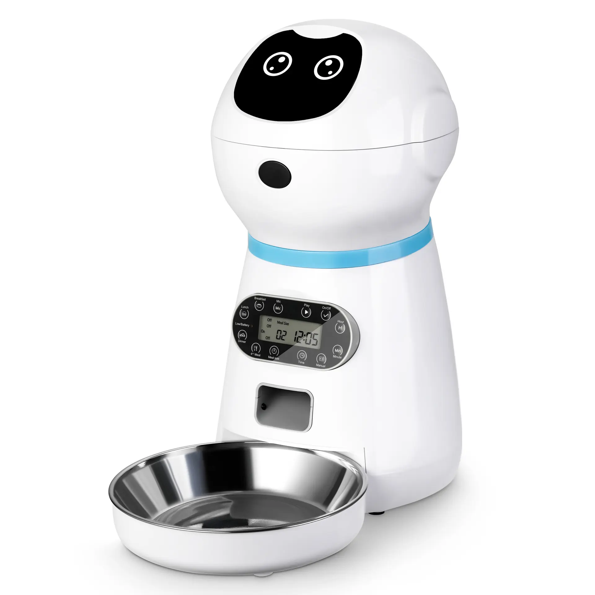 Vendita calda Cat Dog Robot Style Pet Smart Quantitative Automatic Pet Feeder Dispenser di cibo Pet Drinker ciotole per alimenti secchi