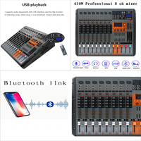 Professionnel numérique double 99 dsp effets interface usb console de son mixage 650W 8 canaux puissance mélangeur audio