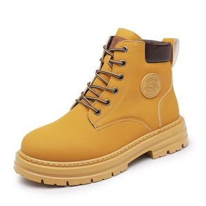2025 New High Top Men's <b>Boots</b> Work Shoes Fashionable Yellow Leather <b>Boots</b> - Product Image 5