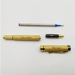 Juego de Regalo de Bolígrafo y Pluma Estilográfica de Bambú de Primera Calidad, con Logotipo Personalizado, para Firma Empresarial, Ecológico, Punta de 0.5 mm, Negro - Product Image 2