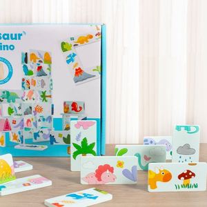 Juguete de Actividades para Niños, Bloques de Construcción para el Pensamiento Lógico, Regalo, Dominó de Dinosaurios de Madera, Juego de Rompecabezas - Product Image 4