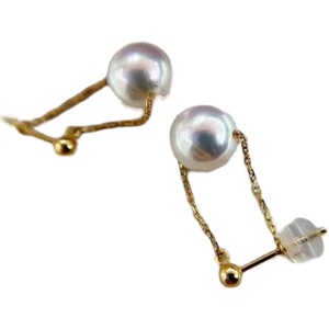 S925 <b>Silver</b> DIY <b>Pearl</b> Accessories 7-10mm Round Beads 21241 Full Hole <b>Silver</b> Jewelry <b>Earrings</b> with Empty Tray and Earnail - Product Image 5