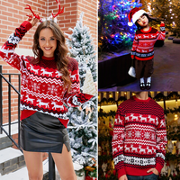 Pulls de Noël en stock pour la vente en gros – Pulls de Noël assortis pour la famille – Pulls tricotés de fêtes avec motifs rennes et flocons de neige