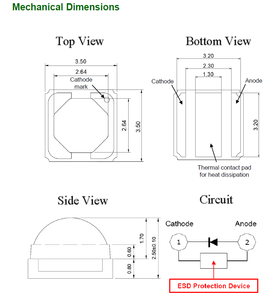 โซลวิโอซิส ยูวี CA3535 ซีรีส์ SMD3535 3535 ขนาด 3.7V 1400mA กำลังไฟสูงสุด 5W 367nm CUN6GB1A หลอดไฟ LED กำลังสูงแบบแก้วสำหรับการบ่ม - Product Image 6