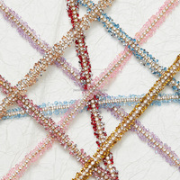 Bande de strass à dos plat en cristal Selina, adhésif thermofusible, pour la décoration de rubans, le traitement des vêtements et les accessoires