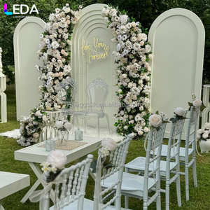 LEDA Decoración para Eventos de Boda, Juego de Tres Piezas de Flores Colgantes de Acrílico Blanco Clásico y Simple, Fondo para Arco de Boda - Product Image 3