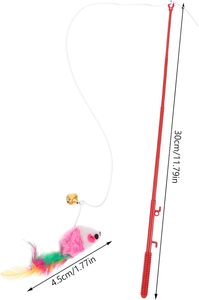 Random Color Funny Kitten Cat Interactive Toy <b>Rod</b> Bell Feather Cats Teaser Toy <b>Rod</b> Pet Cats Toys Stick - Product Image 2