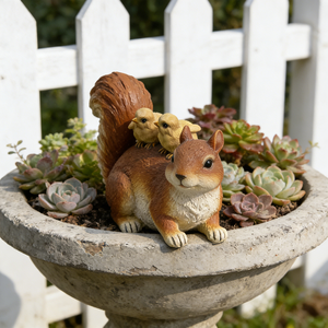 Figurine réaliste d'écureuil en résine avec des oisillons, statue d'animal mignonne pour la décoration de <span class=keywords><strong>jardin</strong></span>, d'étagère ou de bibliothèque, sculpture naturelle d'extérieur - Product Image 3