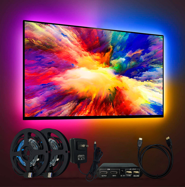 TV Backlight Full Set Ambient Device PC Monitor 4K HDTV Dream Lighting HDMI Compatible Computer Kit WS2812B LED Strip Light 5V