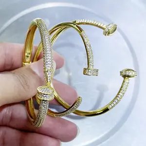 Модные роскошные дизайнерские ювелирные изделия, браслеты для ногтей и браслеты для женщин, регулируемые циркониевые браслеты для ногтей