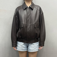 Veste en cuir d'agneau courte d'hiver de haute qualité Jancoco, veste bomber en cuir véritable personnalisée pour femmes
