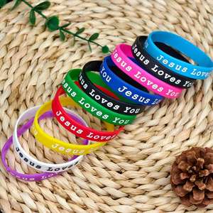 Bracelets en silicone « Jésus t'aime », bracelets en caoutchouc chrétiens motivants, bracelets religieux inspirants, cadeaux d'église - Product Image 3
