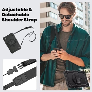 Custodie Robuste Antiurto per <span class=keywords><strong>Tablet</strong></span> con Supporto, Cinghia da Polso e Tracolla per <span class=keywords><strong>Samsung</strong></span> Galaxy <span class=keywords><strong>Tab</strong></span> A9 SM-X110/X115 8.7 pollici - Product Image 4