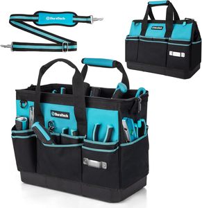 वाटरप्रूफ हार्ड बॉटम के साथ भारी शुल्क उपकरण बैग, उपकरण बैग 18 जेब के साथ व्यापक खुले मुंह, पोर्टेबल टूलबैग - Product Image 1