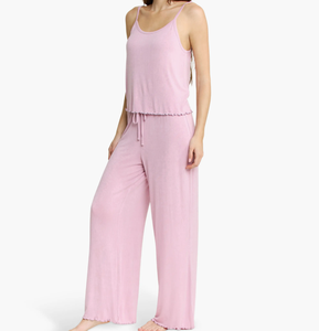 Ensemble de pyjama léger et confortable pour <span class=keywords><strong>femme</strong></span> : haut caraco et pantalon côtelés, idéal pour la maison et le loungewear - Product Image 2