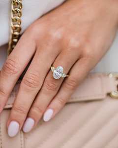 10x8mm ovale coupe Moissanite bague de fiançailles 14K or massif grappe mariage anniversaire bijoux fins proposition de mariée bague elle - Product Image 2