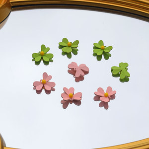 Zinc Alloy <b>Flower</b> Pendant Pink Green Petal <b>Sweet</b> Style Jewelry Findings For DIY Hairpin Earring Accessories Spring 2024 - Product Image 3