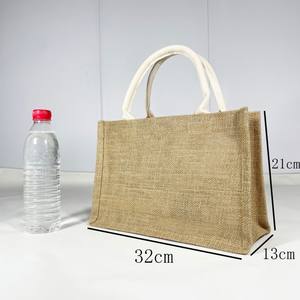 Vente en gros de sacs à provisions en lin avec logo imprimé personnalisé sac à main en jute portable réutilisable durable et résistant à l'eau sac à main vierge en lin - Product Image 5