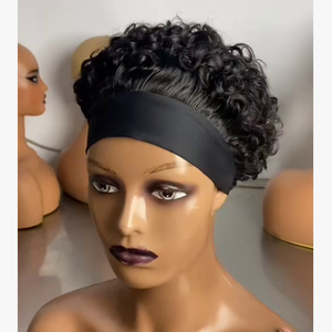 Perruque courte <span class=keywords><strong>de</strong></span> style pixie avec bandeau, <span class=keywords><strong>cheveux</strong></span> humains, bob, pour femmes noires, livraison le jour même, perruques en <span class=keywords><strong>cheveux</strong></span> humains Remy, distributeur <span class=keywords><strong>de</strong></span> perruques en gros - Product Image 2